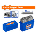Cinceles de letras y números Set 27 pzas. Altura de letra: 6mm. Long: 60mm. Ponchador de letras