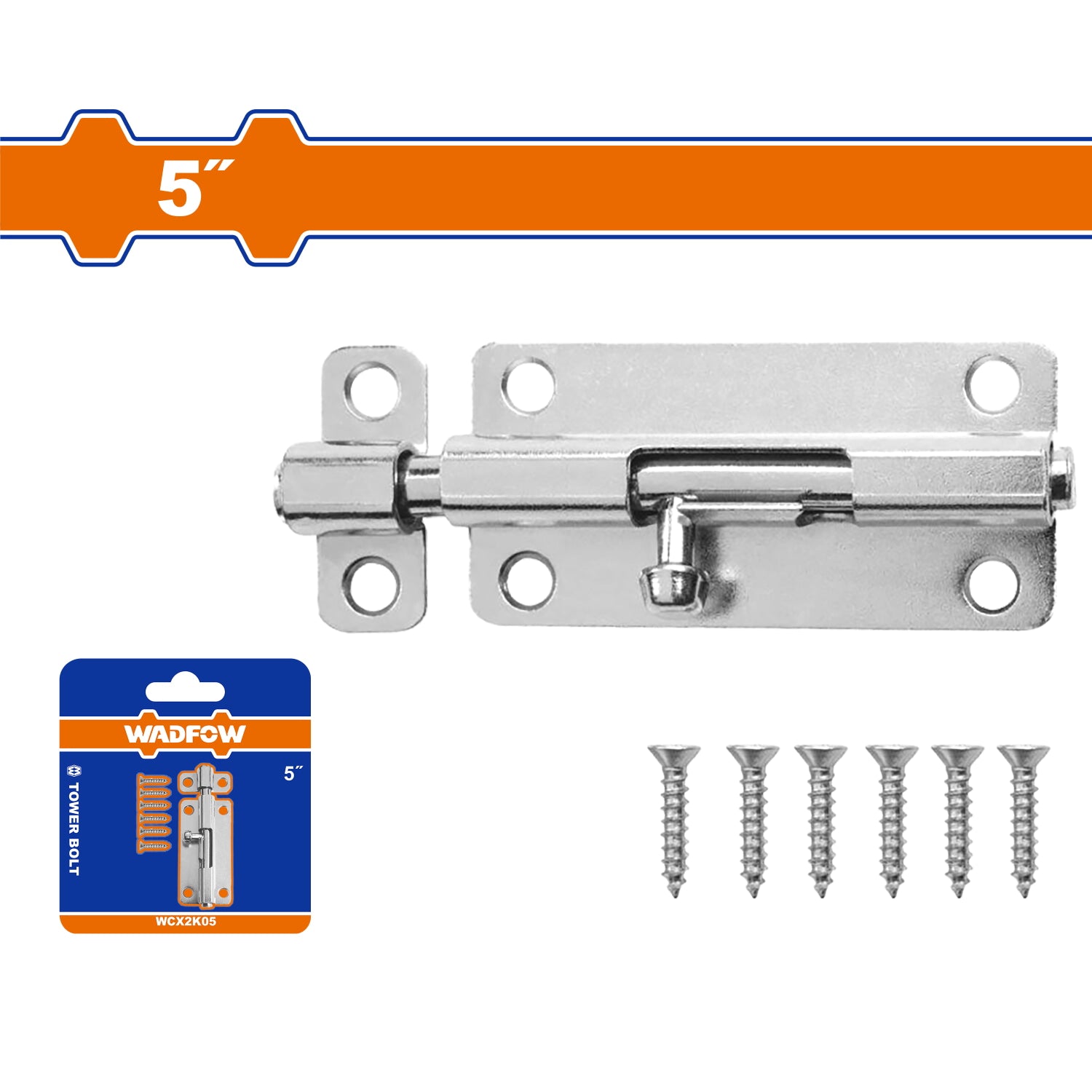 Pasador picaporte galvanizado tipo Perno de 5". Posiciones horizontales y verticales. 6 pzas.