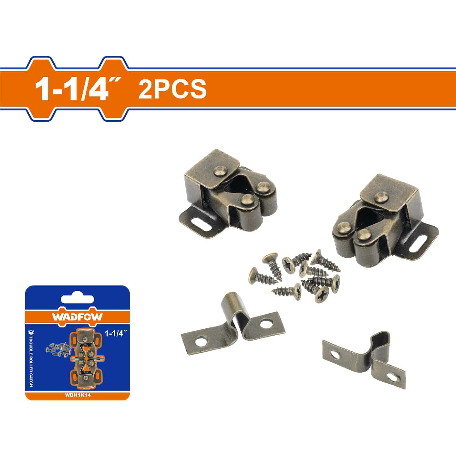 Pestillos Con Placas Y Tornillos Para Muebles 1-1/4". Espesor: 0.6Mm. Superficie Bronce. 2 Pzas.