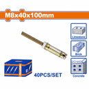 Tacos de anclaje expansible 8x40x100mm Galvanizado Zincado 40 pzas