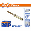 Tacos de anclaje expansible 8x50x100mm Galvanizado Zincado 40 pzas