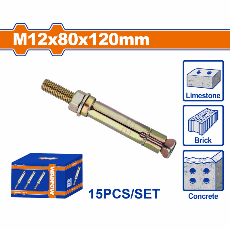 Tacos de anclaje expansible 12x80x120mm Galvanizado Zincado 15 pzas
