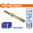 Tacos de anclaje expansible 12x80x140mm Galvanizado Zincado 15 pzas