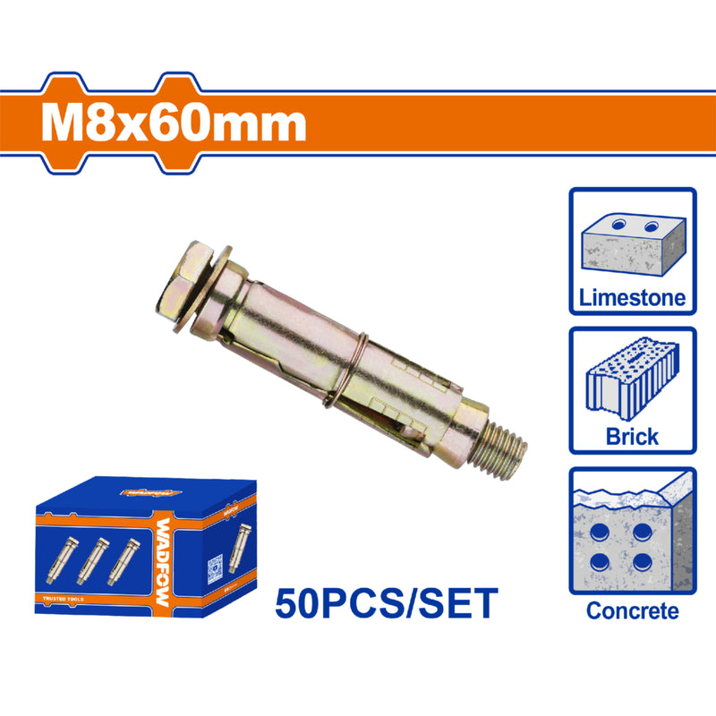 Taco galvanizado de cuña 8x60mm. Acabado Zinc Amarillo 50 pzas