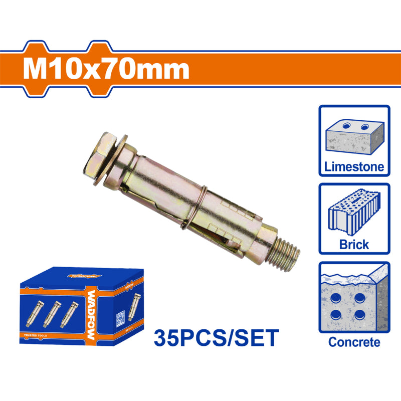 Taco galvanizado de cuña 10x70mm Acabado Zinc Amarillo 35 pzas
