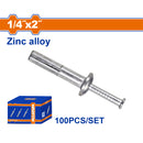 Anclaje de clavo de zinc 1/4"x2" Aleación de Zinc y Acero al Carbono 100 pzas