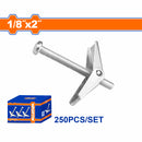 Anclaje tipo Mariposa con tornillo 1/8"x2" Acero al carbono Galvanizado 250 pzas