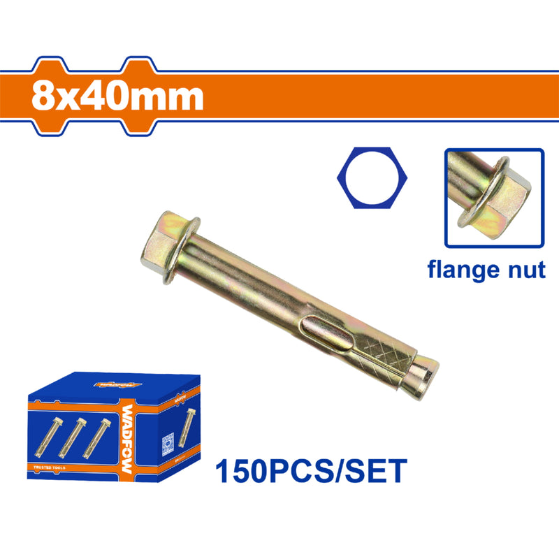 Tacos de anclaje expansible con manguito y pestaña Galvanizado Amarillo 8x40mm 150 pzas