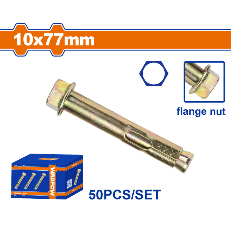 Tacos de anclaje expansible con manguito y pestaña Galvanizado Amarillo 10x77mm 50 pzas