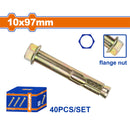 Tacos de anclaje expansible con manguito y pestaña Galvanizado Amarillo 10x97mm 40 pzas