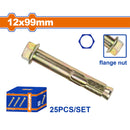 Tacos de anclaje expansible con manguito y pestaña Galvanizado Amarillo 12x99mm 25 pzas