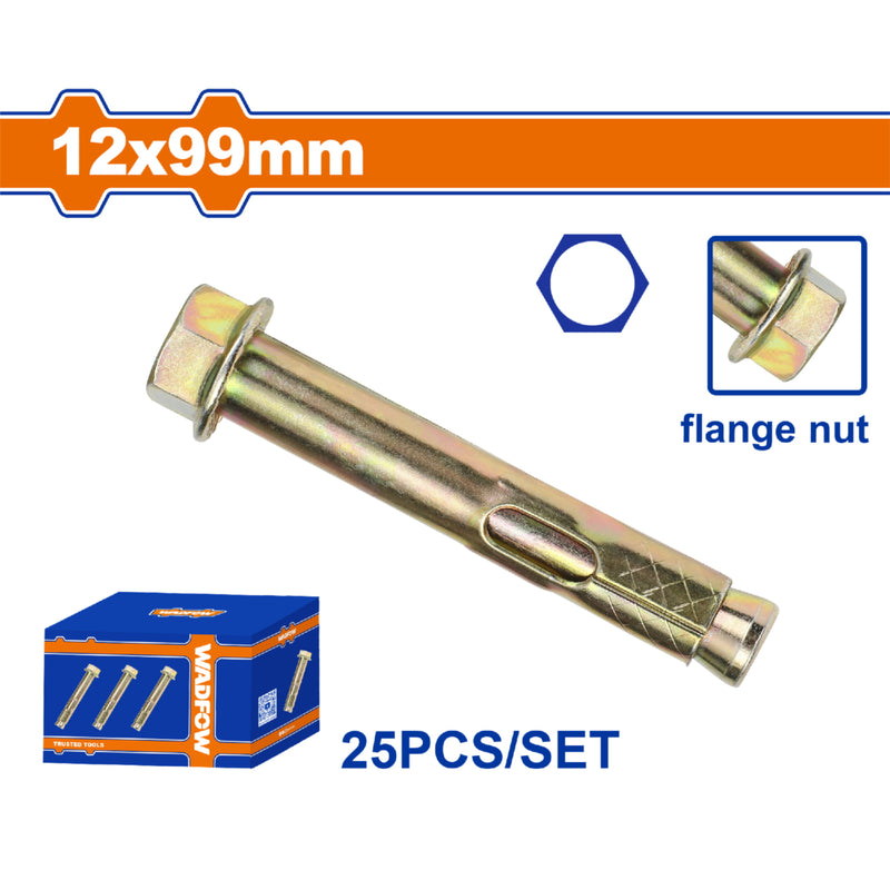 Tacos de anclaje expansible con manguito y pestaña Galvanizado Amarillo 12x99mm 25 pzas