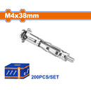 Taco pared hueca 4x38mm con tornillo 8x45mm. Galvanizado 200 pzas