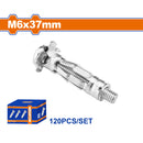 Taco pared hueca 6x37mm con tornillo 11.5x45mm. Galvanizado 120 pzas