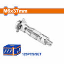 Taco pared hueca 6x37mm con tornillo 11.5x45mm. Galvanizado 120 pzas