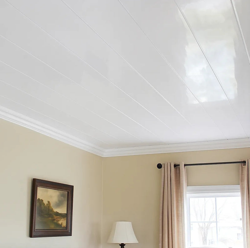 Cielo Raso PVC techo Blanco brillante BRILLO panel 20cm x 8mm x 5.95m  Resistente a Humedad Fácil Instalación Alta Durabilidad