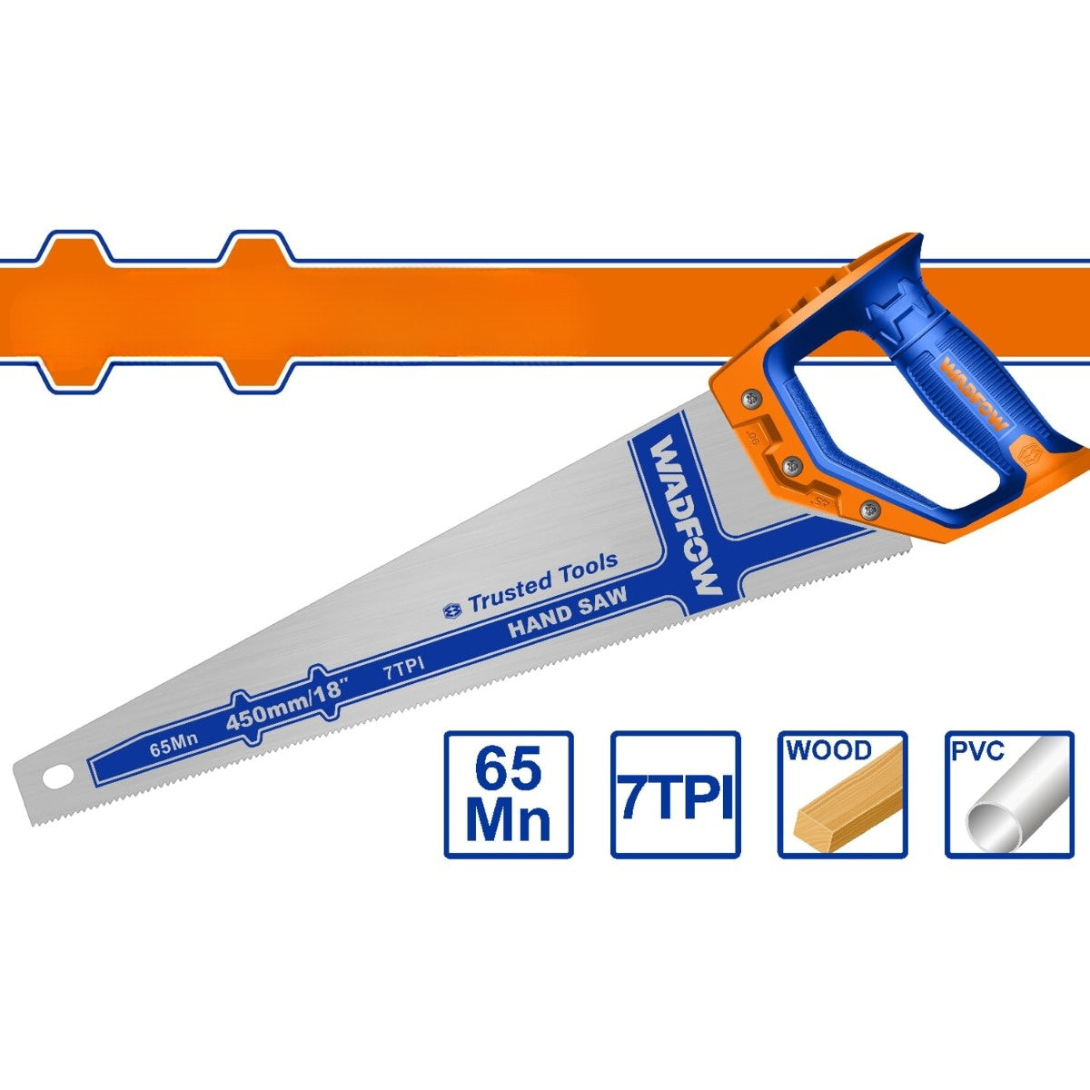 Serruchos de Mano 65Mn 7TPI. Tratamiento térmico. Corta madera y PVC.