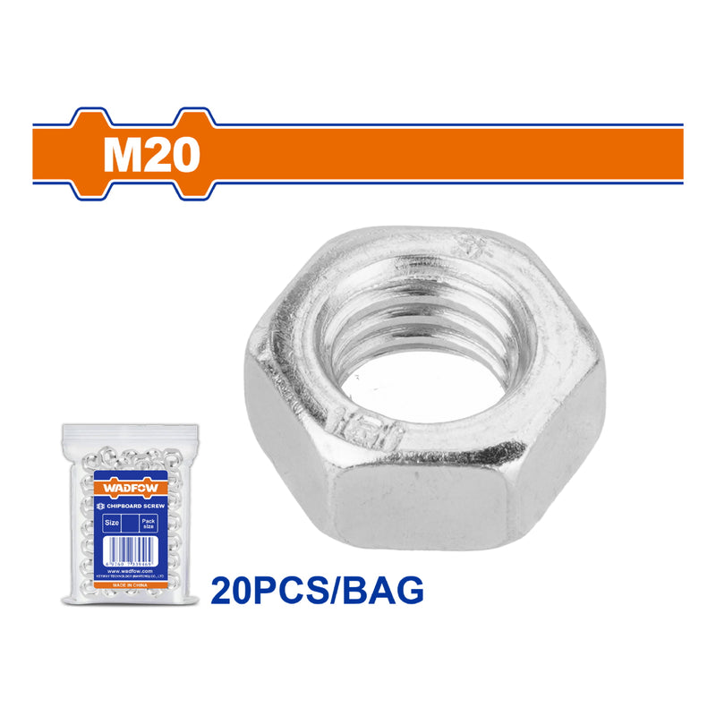 Tuercas Hexagonales Acero Inoxidable M20. Acabado galvanizado. Para barras roscadas (20 pzas)