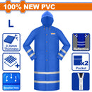 Capote impermeable para lluvia. Estilo Gabardina Talla L. 100% PVC. Espesor:0.35mm Con líneas reflectivas.