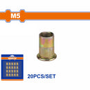 Tuerca remachable M5 de acero al carbono con acabado zincado (20 piezas)