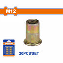 Tuerca remachable M12 de acero al carbono con acabado zincado (20 piezas)