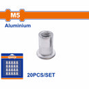 Tuerca remachable M5 de aluminio anodizado (20 piezas)
