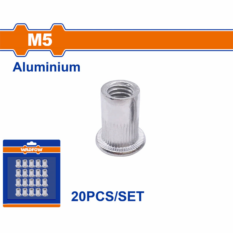 Tuerca remachable M5 de aluminio anodizado (20 piezas)