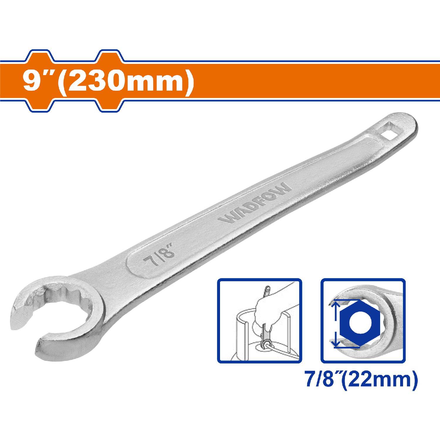 Llave Para Tanque De Gas 9" 230Mm. Tamaño: 7/8" (22Mm). Cromado. Acero Al Carbono #45