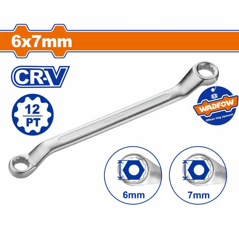 Llave de Estrella Acodada 6x7mm 119mm Cr-V Acabado Mate