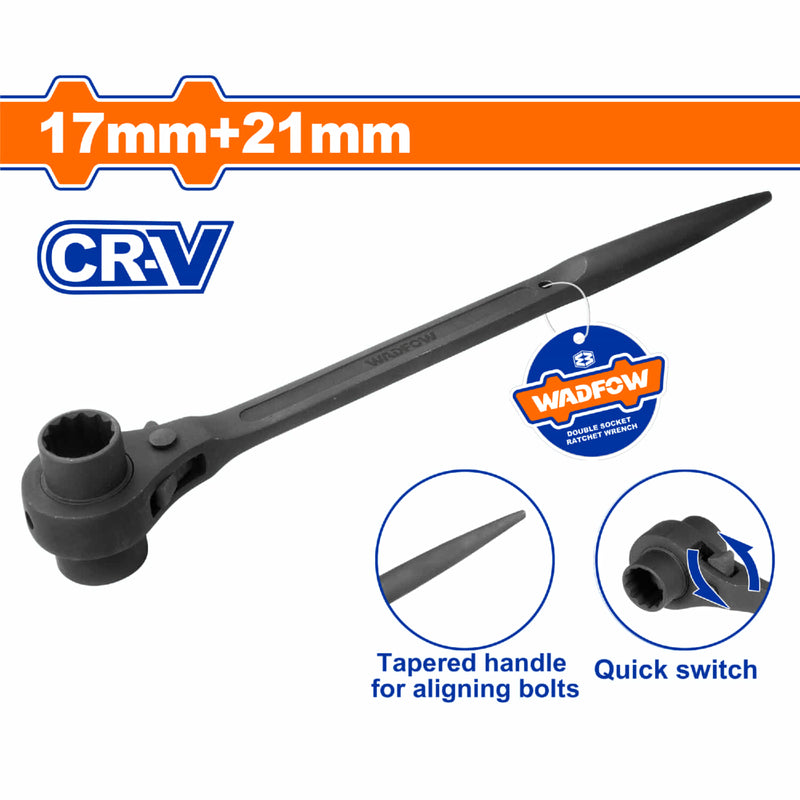 Llave de Andamio doble 17x21mm Cr-V 12 puntas. Acero Forjado. Tratamiento térmico.