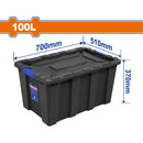 Caja Plastica Contenedor De Almacenamiento Plástico 100L. 750X510x370mm. Hebilla De Plástico. Peso: 3100G.