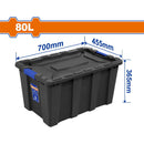 Caja Plastica Contenedor De Almacenamiento Plástico 80L. 700X455x365mm. Hebilla De Plástico. Peso: 2600G.