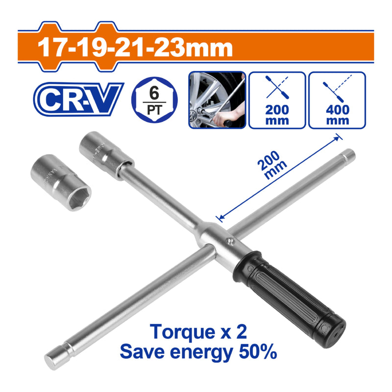 Llave de Cruz rápida 16" (17-19-21-23mm) Acero CR-V. Tratamiento térmico.