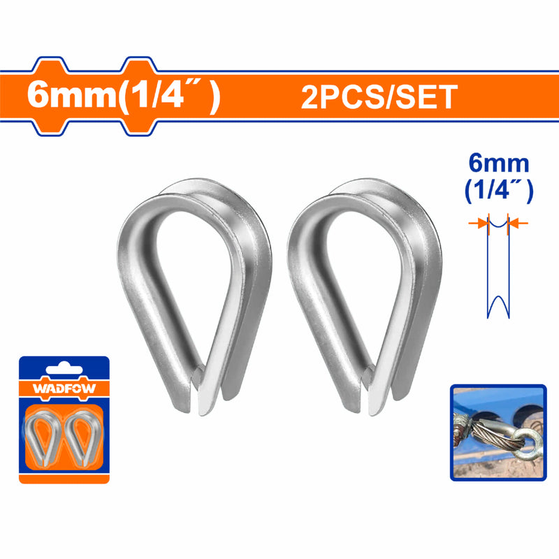 Guardacabos cable de acero de 1/4" Acero al Carbono Electro galvanizado para Cables de Acero. Set de 2 piezas. Dedal de cuerda.