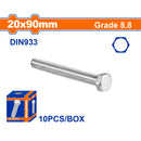 Tornillos Hexagonales 20x90mm Rosca completa. Grado 8.8 Galvanizado. Pernos Hexagonales 10 pzas.