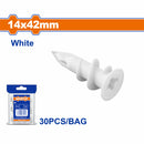 Taco anclaje de nylon para drywall gypsum 14x42mm Color: Blanco. Se vende en set de 30 piezas. Anclaje para Paneles de Yeso.