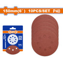 Lija circular con velcro 6" P40 Set 10 pzas. Ideal para lijar madera y metal. Papel Lija