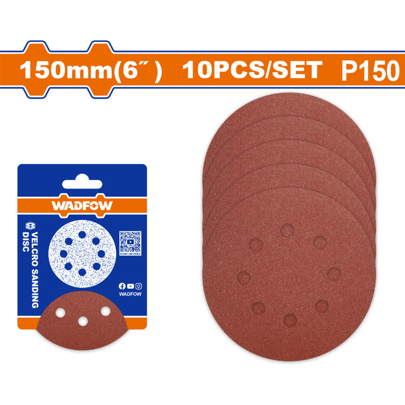 Lija circular con velcro 6" P150 Set 10 pzas. Ideal para lijar madera y metal. Papel Lija