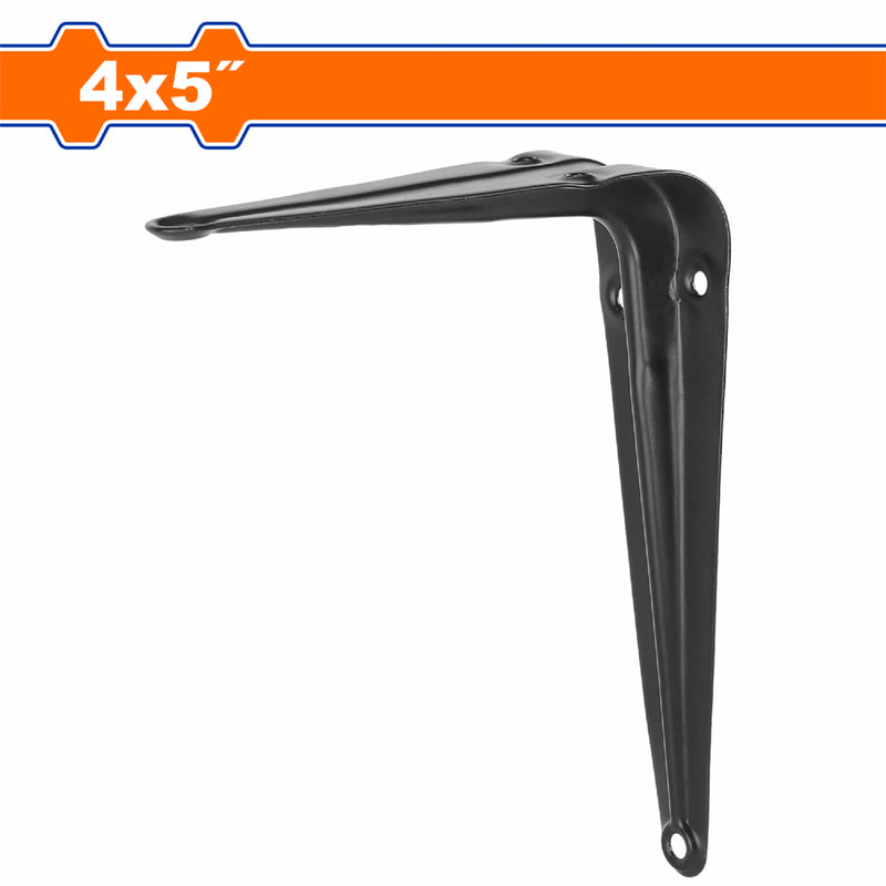 Soporte de Repisas 4"x5" (10х12cm) Negro Esp: 0.8mm. Capac: 15Kg 6 puntos de fijación. No incluye accesorios. Pie de Amigo.