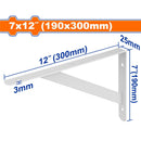 Soporte De Repisa Reforzado 7X12" Capac: 100 Kg. Espesor: 3Mm. 6 Puntos De Fijación.