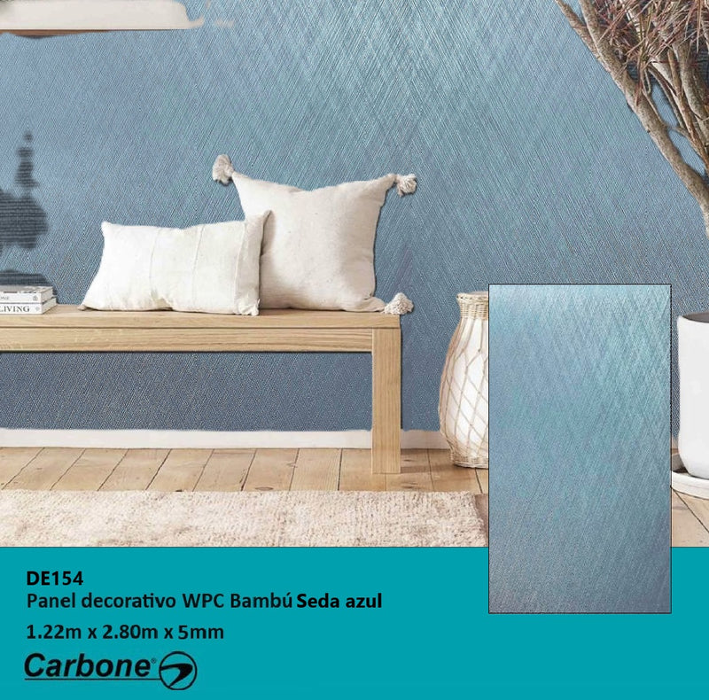 Panel Decorativo WPC Bambú 1.22 m x 2.80 m x 5 mm Seda Azul