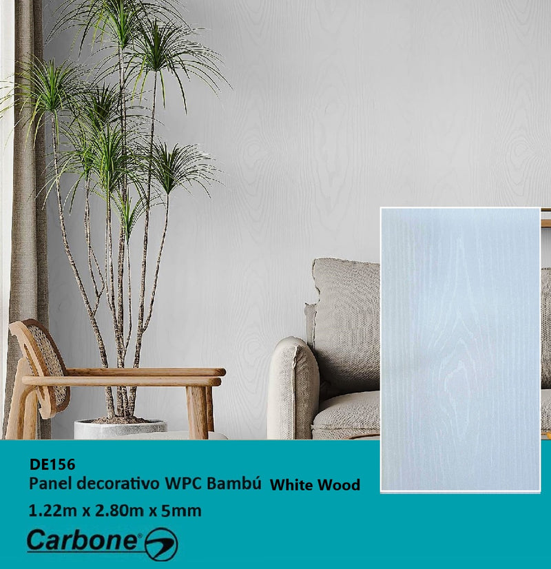 Panel Decorativo WPC Bambú 1.22 m x 2.80 m x 5 mm White Wood texturizada