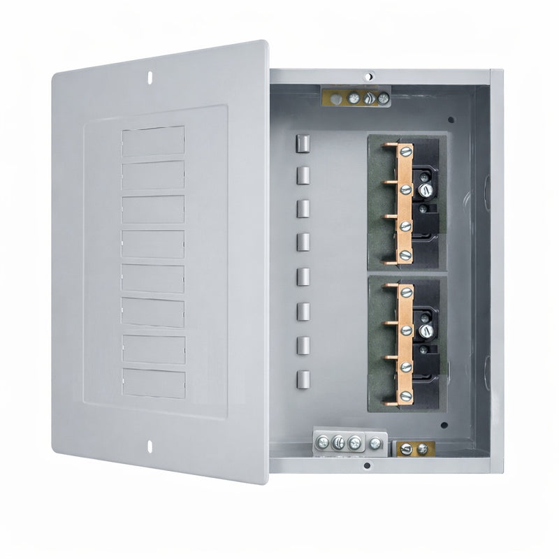 Centro de Carga Panel Eléctrico Económico Empotrable 8 Circuitos de acero 100A – Compatible Breakers GE THQL y THQM