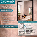 Espejo rectangular Marco Negro 45 cm X 60 cm instalación Vertical y Horizontal