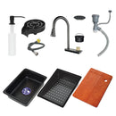 Fregador de cocina sencillo con accesorios 750x460x220mm Negro plomo fregadores tinas de cocina