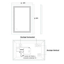 Espejo rectangular 80X120 cm con luz LED de 3 tonos boton tactil funciona para instalacion Vetical y Horizontal
