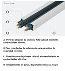 Riel Track 3 metros long 3 cables para sistema de lamparas colgantes, perfil Grueso de Alta calidad Color Blanco