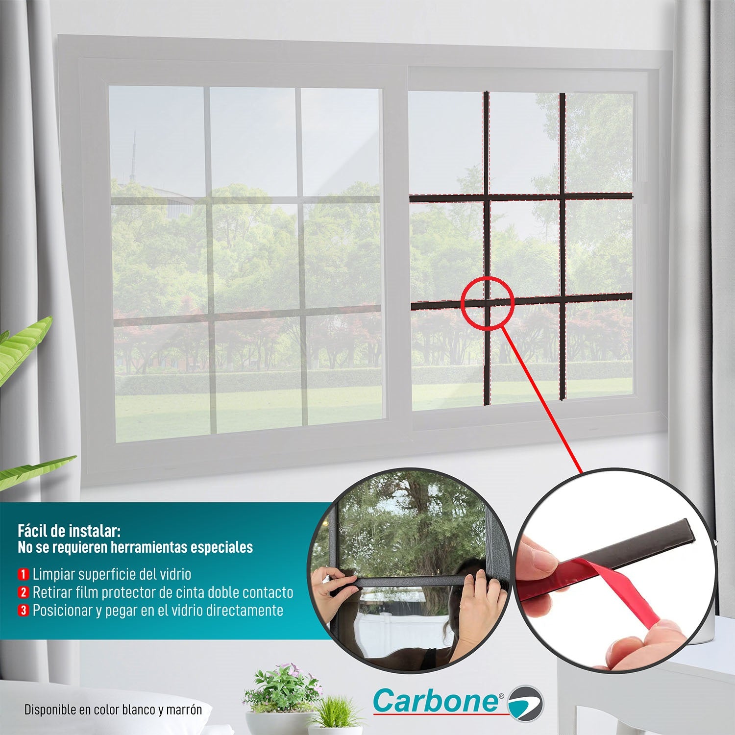 Ventanas Francesas Kit de perfiles UPVC Autoadhesivo doble contacto Do It Yourself para ventanacolor blanco