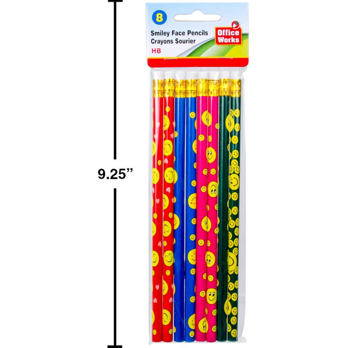 8 Lápices De Cara Sonriente Con Borradores Blancos (ES83944)