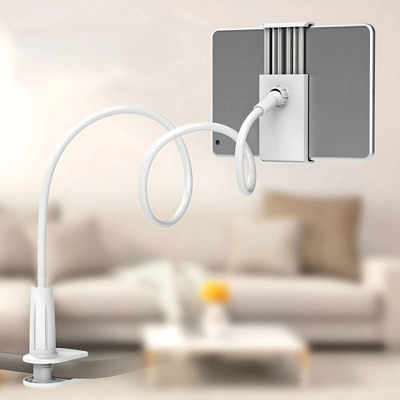 Soporte Flexible Universal para Tablet y Celular de 138 cm. Brazo Largo con Pinza Ajustable para Dispositivos de hasta 10”.